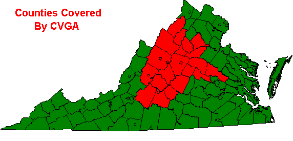 Map of Central Virginia Genealogical Association Area