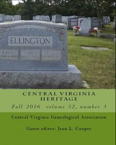 Cover of Central Virginia Heritage, Fall 2016 issue.