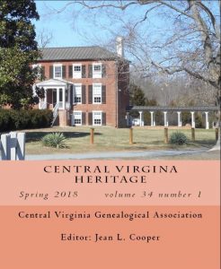 Cover of Central Virginia Heritage, vol. 34, no.1